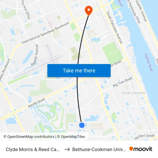 Clyde Morris & Reed Canal Ob to Bethune-Cookman University map