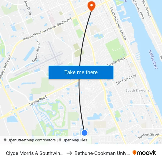 Clyde Morris & Southwinds Ob to Bethune-Cookman University map