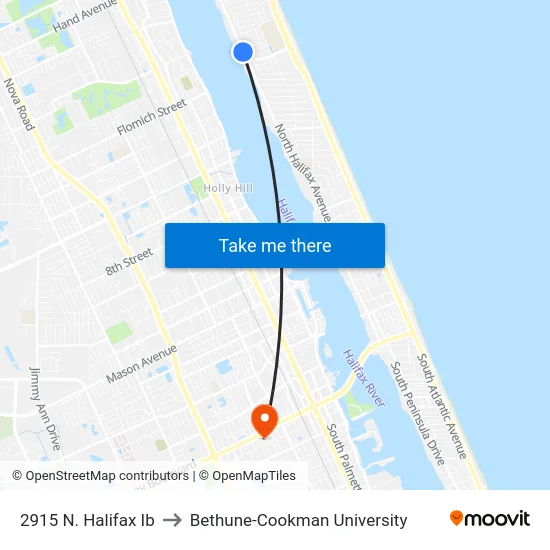 2915 N. Halifax Ib to Bethune-Cookman University map