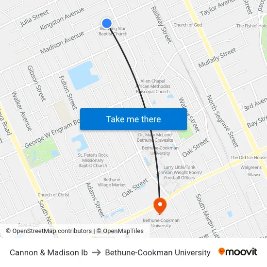 Cannon & Madison Ib to Bethune-Cookman University map