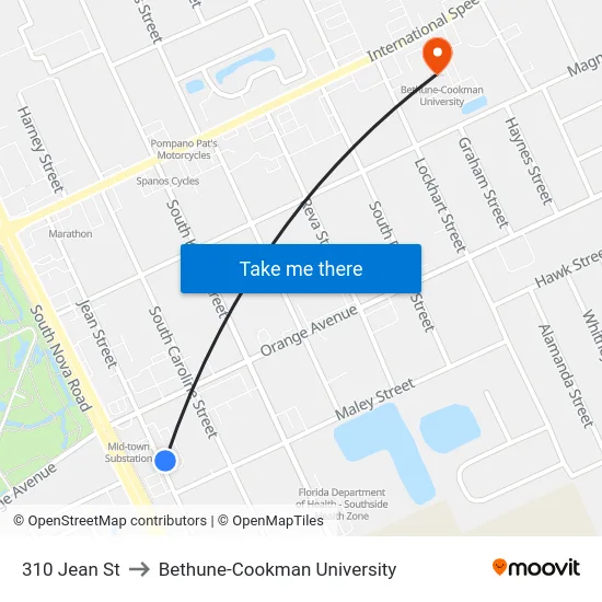 310 Jean St to Bethune-Cookman University map