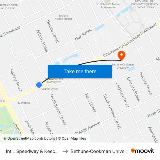 Int'L Speedway & Keech Ob to Bethune-Cookman University map