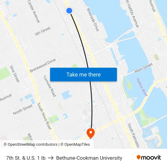 7th St. & U.S. 1 Ib to Bethune-Cookman University map