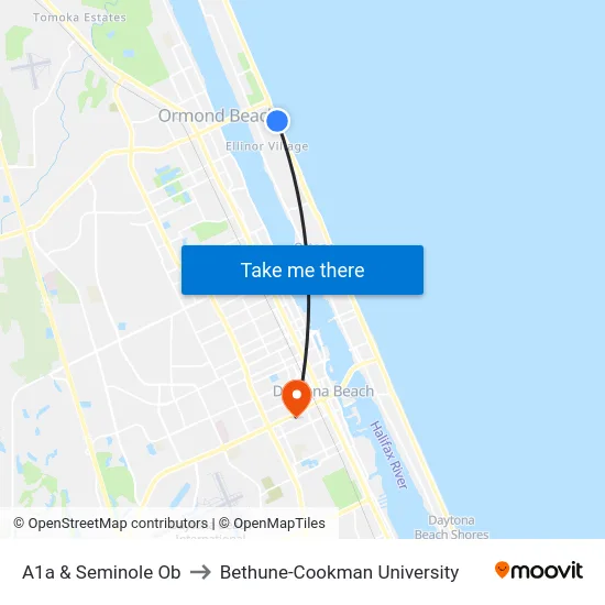A1a & Seminole Ob to Bethune-Cookman University map