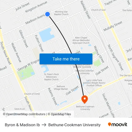 Byron & Madison Ib to Bethune-Cookman University map
