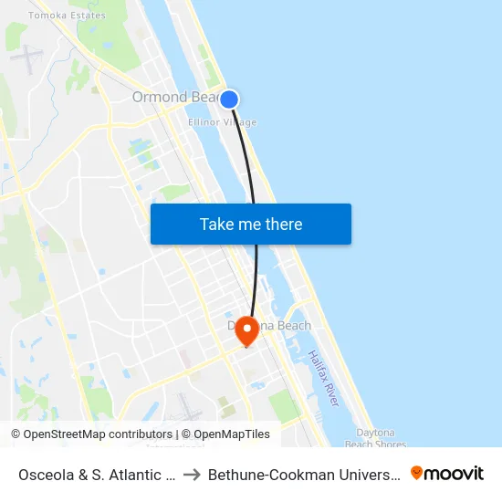 Osceola & S. Atlantic Ib to Bethune-Cookman University map