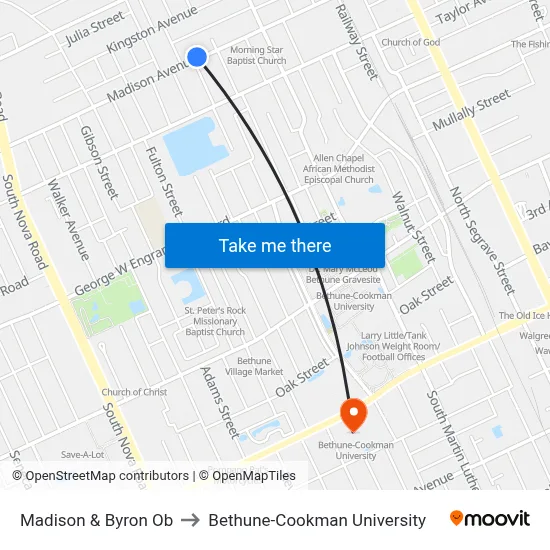 Madison & Byron Ob to Bethune-Cookman University map