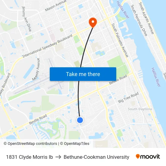 1831 Clyde Morris Ib to Bethune-Cookman University map