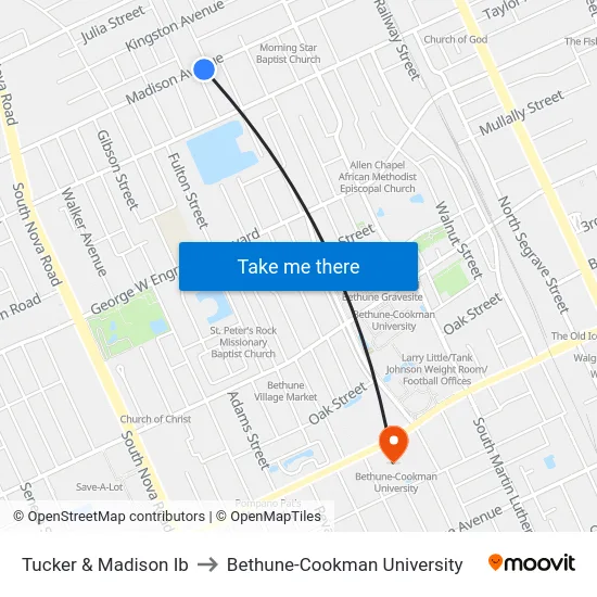 Tucker & Madison Ib to Bethune-Cookman University map