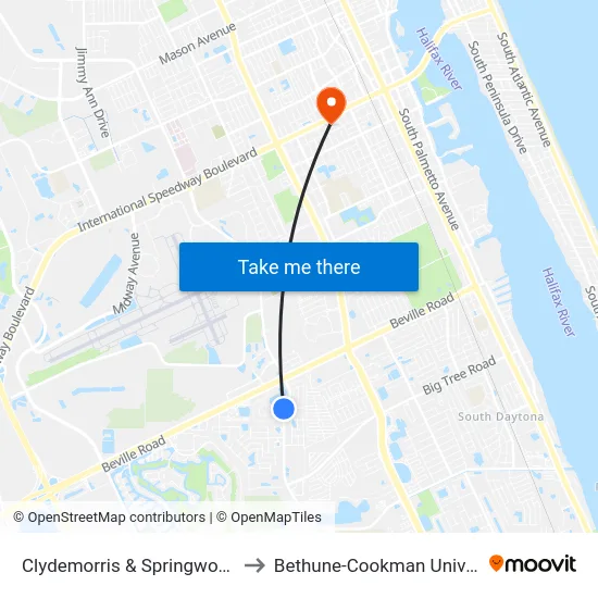 Clydemorris & Springwood Ob to Bethune-Cookman University map
