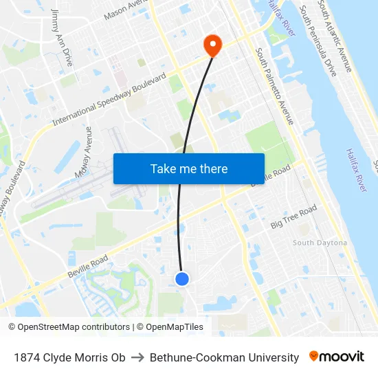 1874 Clyde Morris Ob to Bethune-Cookman University map