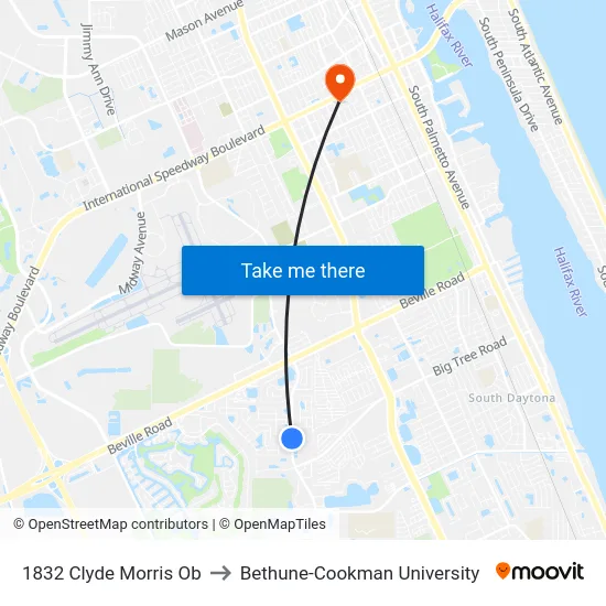 1832 Clyde Morris  Ob to Bethune-Cookman University map