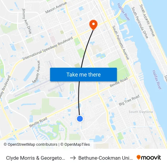 Clyde Morris & Georgetowne Ob to Bethune-Cookman University map