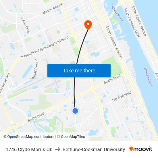 1746 Clyde Morris Ob to Bethune-Cookman University map