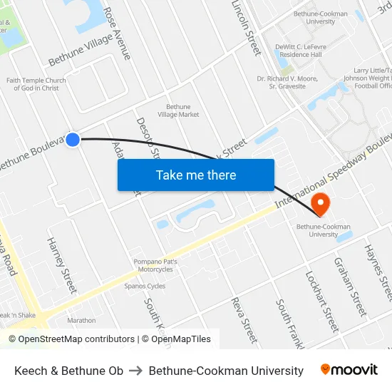 Keech & Bethune Ob to Bethune-Cookman University map