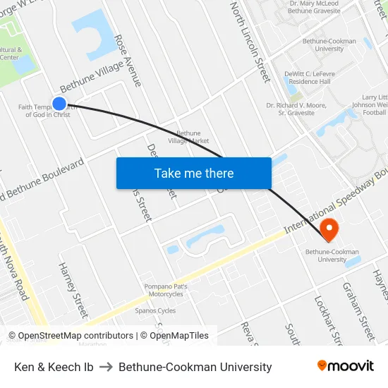 Ken & Keech Ib to Bethune-Cookman University map
