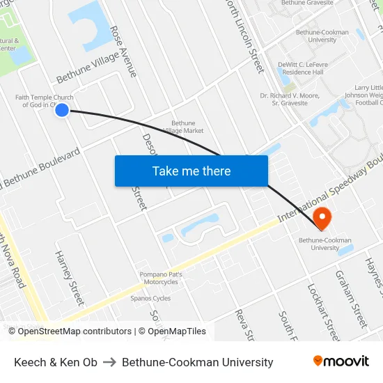 Keech & Ken Ob to Bethune-Cookman University map