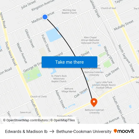 Edwards & Madison Ib to Bethune-Cookman University map