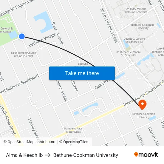 Alma & Keech Ib to Bethune-Cookman University map