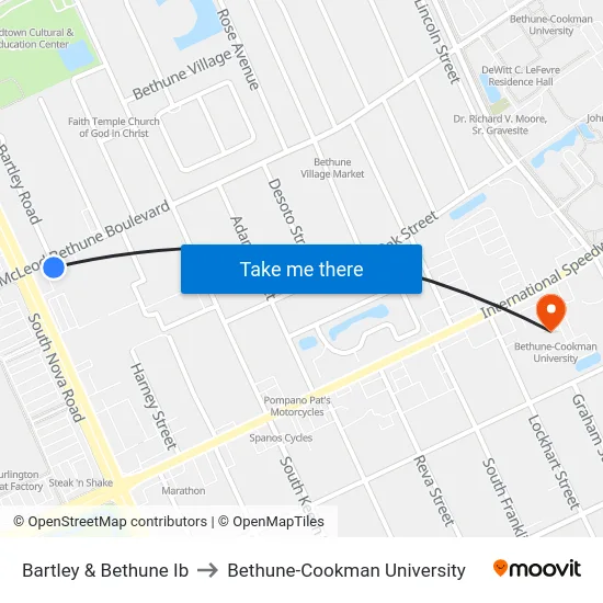 Bartley & Bethune Ib to Bethune-Cookman University map