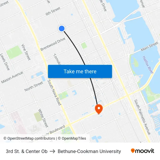 3rd St. & Center Ob to Bethune-Cookman University map