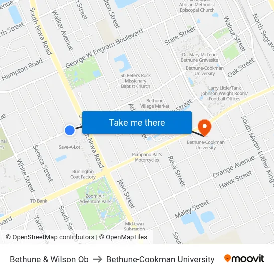 Bethune & Wilson Ob to Bethune-Cookman University map
