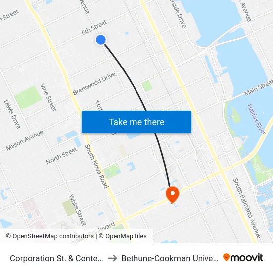 Corporation St. & Center Ob to Bethune-Cookman University map