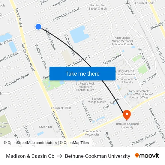 Madison & Cassin Ob to Bethune-Cookman University map