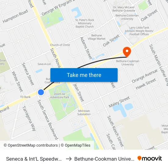 Seneca & Int'L Speedway Ib to Bethune-Cookman University map