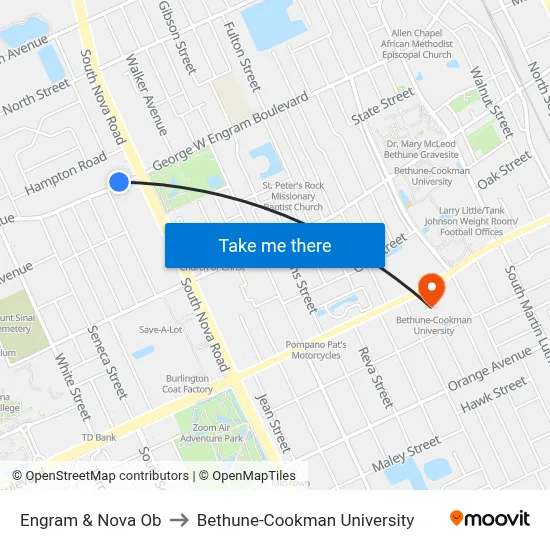 Engram & Nova Ob to Bethune-Cookman University map