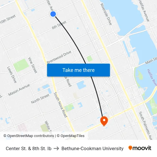 Center St. & 8th St. Ib to Bethune-Cookman University map