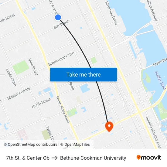 7th St. & Center Ob to Bethune-Cookman University map