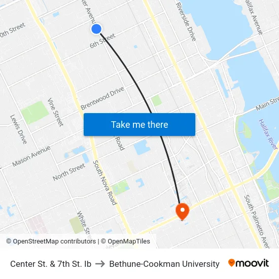 Center St. & 7th St. Ib to Bethune-Cookman University map