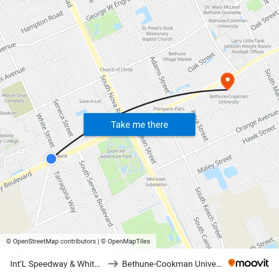 Int'L Speedway & White Ob to Bethune-Cookman University map
