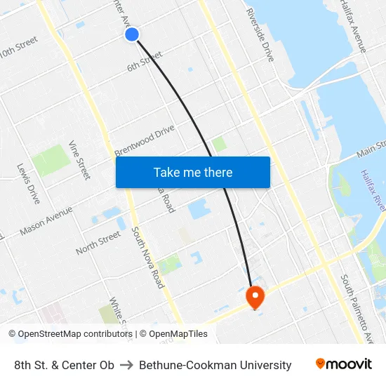 8th St. & Center Ob to Bethune-Cookman University map