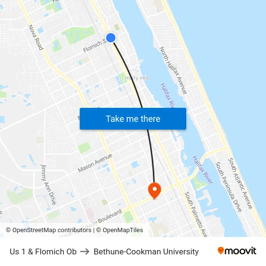 Us 1 & Flomich Ob to Bethune-Cookman University map
