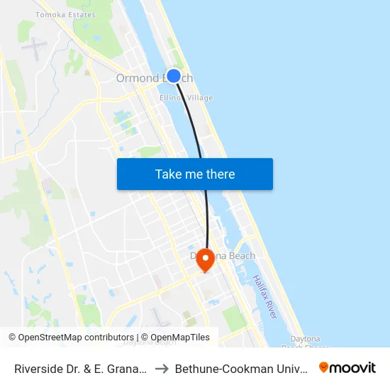 Riverside Dr. & E. Granada Ib to Bethune-Cookman University map
