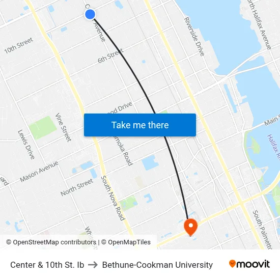 Center & 10th St. Ib to Bethune-Cookman University map