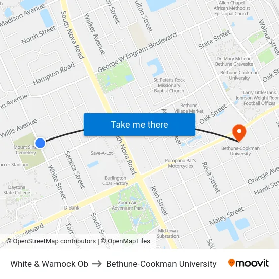 White & Warnock Ob to Bethune-Cookman University map
