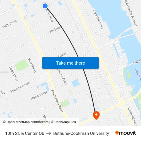 10th St. & Center Ob to Bethune-Cookman University map