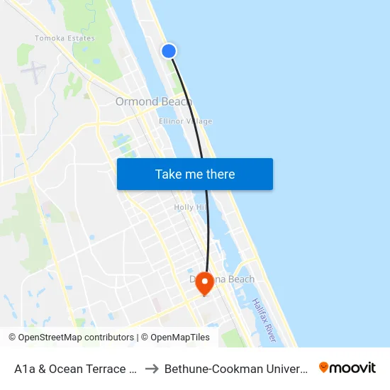 A1a & Ocean Terrace Ob to Bethune-Cookman University map