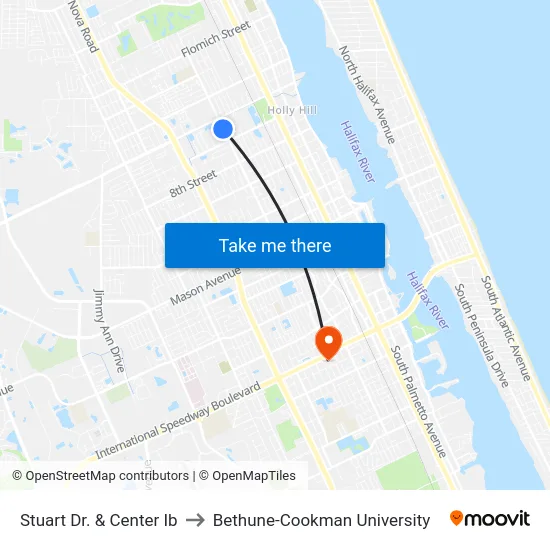 Stuart Dr. & Center Ib to Bethune-Cookman University map