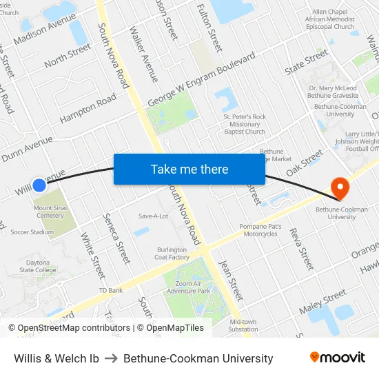 Willis & Welch Ib to Bethune-Cookman University map