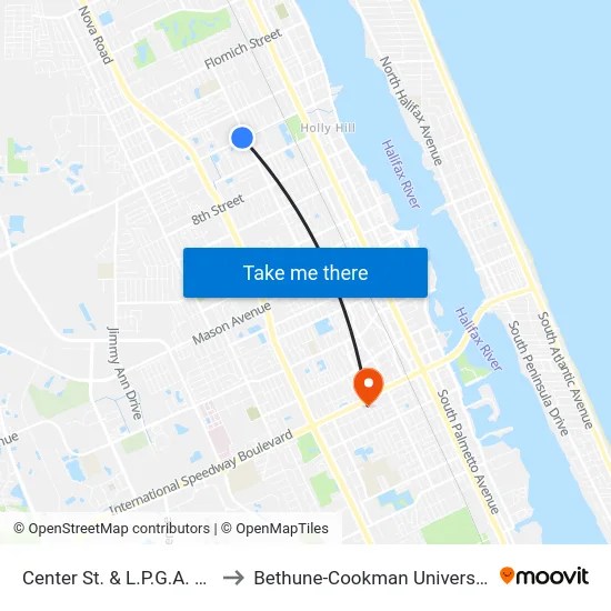 Center St. & L.P.G.A. Ob to Bethune-Cookman University map