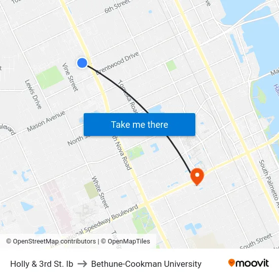 Holly & 3rd St. Ib to Bethune-Cookman University map