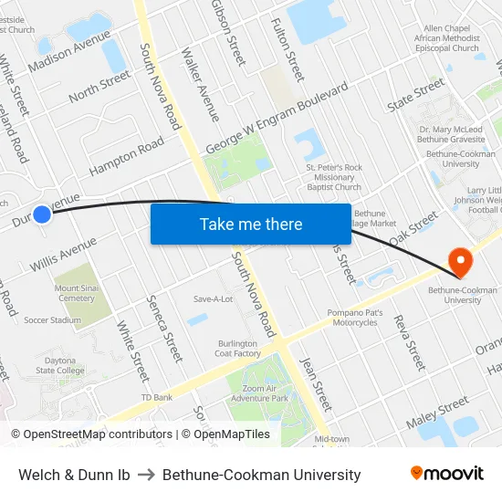 Welch & Dunn Ib to Bethune-Cookman University map