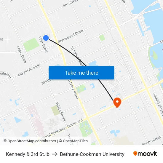 Kennedy & 3rd St.Ib to Bethune-Cookman University map