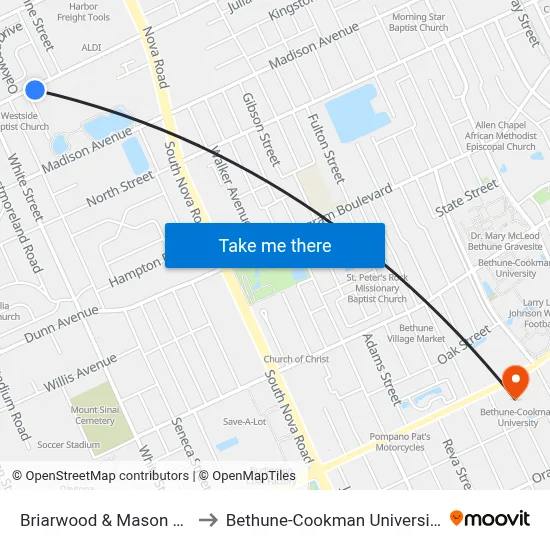 Briarwood & Mason Eb to Bethune-Cookman University map