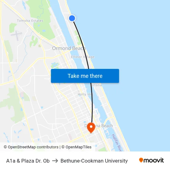 A1a & Plaza Dr. Ob to Bethune-Cookman University map