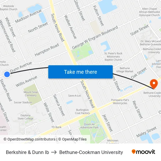 Berkshire & Dunn Ib to Bethune-Cookman University map